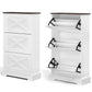 Shoes Cabinet for Entryway Shoes Storage Organizer X-Design with 3 Flip Drawers,Large Shoes Cabinet Entryway Organizer American Farmhouse Style Walnut Top Anti-Tip Fits for Doorway Hallway (White) - Vixiahome