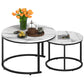 Circle Nesting Coffee Tables for Living Room, Small Dining Center Space Saving Living Room Small Tables, Modern Center Table Dining Black&White - Vixiahome
