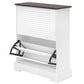 Shoes Cabinet Storage Organizer Flip Drawer Shoe Cabinet with Adjustable Shelves - 2-Tier Narrow Entryway Organizer, Anti-Tip Shoe Rack for Hallway/Living Room Engineer Wood (White) - Vixiahome