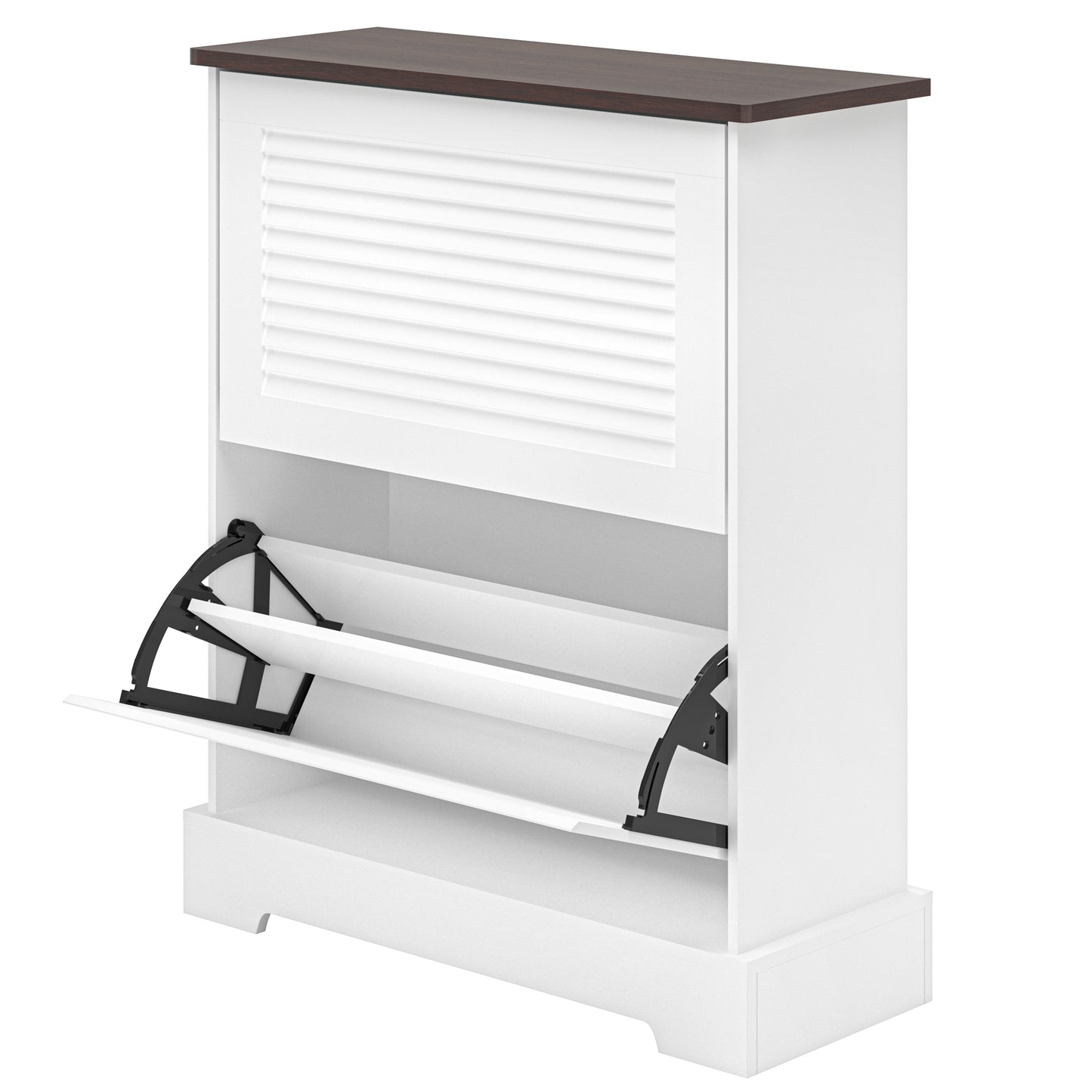 Shoes Cabinet Storage Organizer Flip Drawer Shoe Cabinet with Adjustable Shelves - 2-Tier Narrow Entryway Organizer, Anti-Tip Shoe Rack for Hallway/Living Room Engineer Wood (White) - Vixiahome