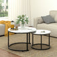 Circle Nesting Coffee Tables for Living Room, Small Dining Center Space Saving Living Room Small Tables, Modern Center Table Dining Black&White - Vixiahome