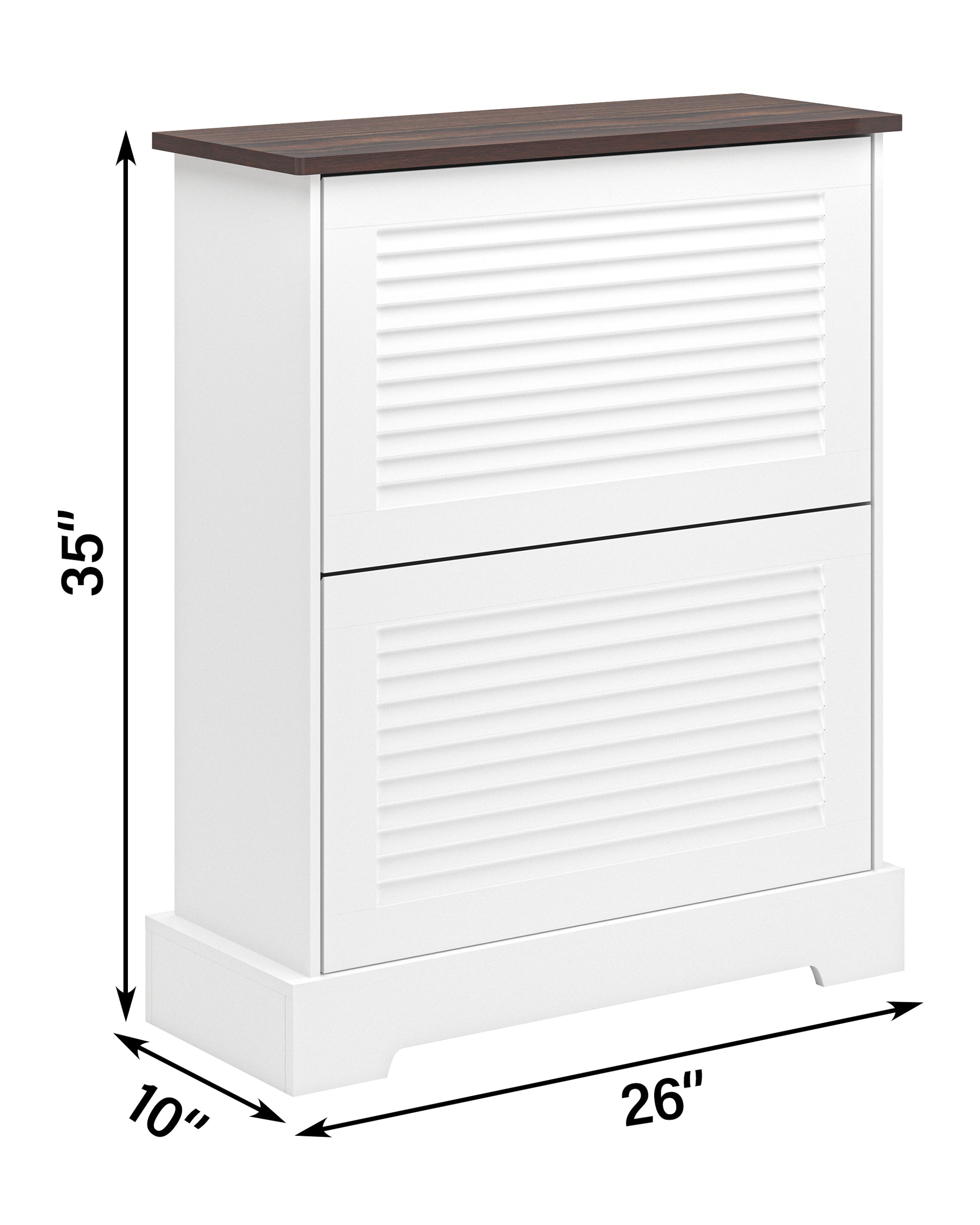Shoes Cabinet Storage Organizer Flip Drawer Shoe Cabinet with Adjustable Shelves - 2-Tier Narrow Entryway Organizer, Anti-Tip Shoe Rack for Hallway/Living Room Engineer Wood (White) - Vixiahome