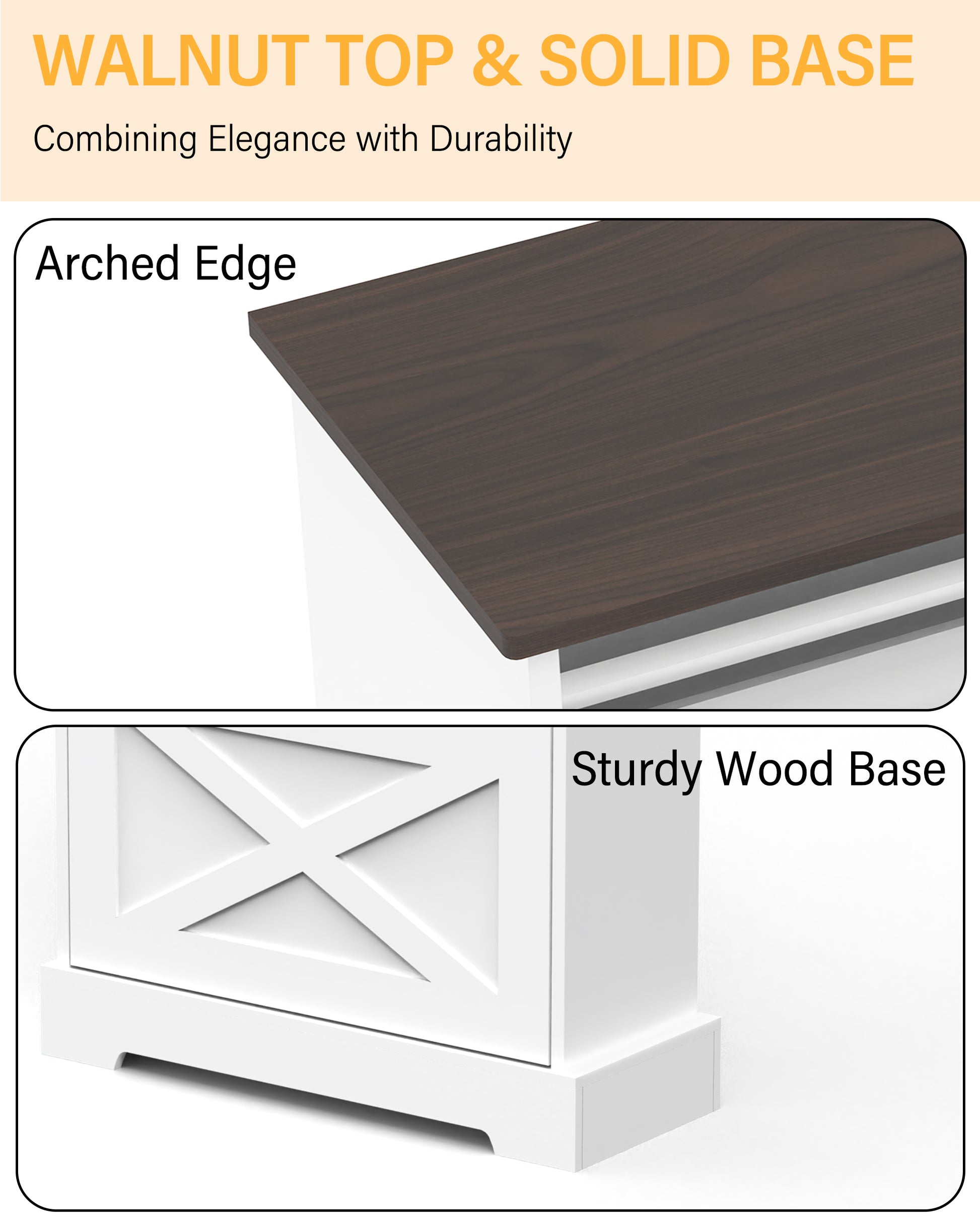 Shoes Cabinet for Entryway Shoes Storage Organizer X-Design with 3 Flip Drawers,Large Shoes Cabinet Entryway Organizer American Farmhouse Style Walnut Top Anti-Tip Fits for Doorway Hallway (White) - Vixiahome