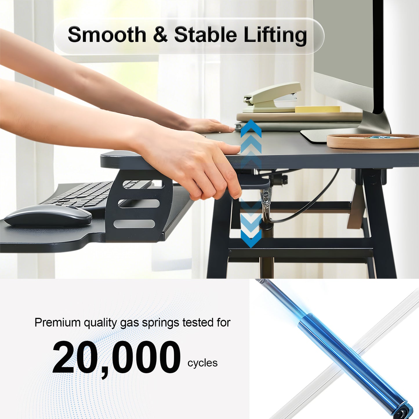 Standing Desk Converter 32 inch Height Adjustable Sit to Stand Up Desk Tabletop Dual Monitor and Laptop Workstation - Vixiahome