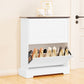 Shoes Cabinet Storage Organizer Flip Drawer Shoe Cabinet with Adjustable Shelves - 2-Tier Narrow Entryway Organizer, Anti-Tip Shoe Rack for Hallway/Living Room Engineer Wood (White) - Vixiahome