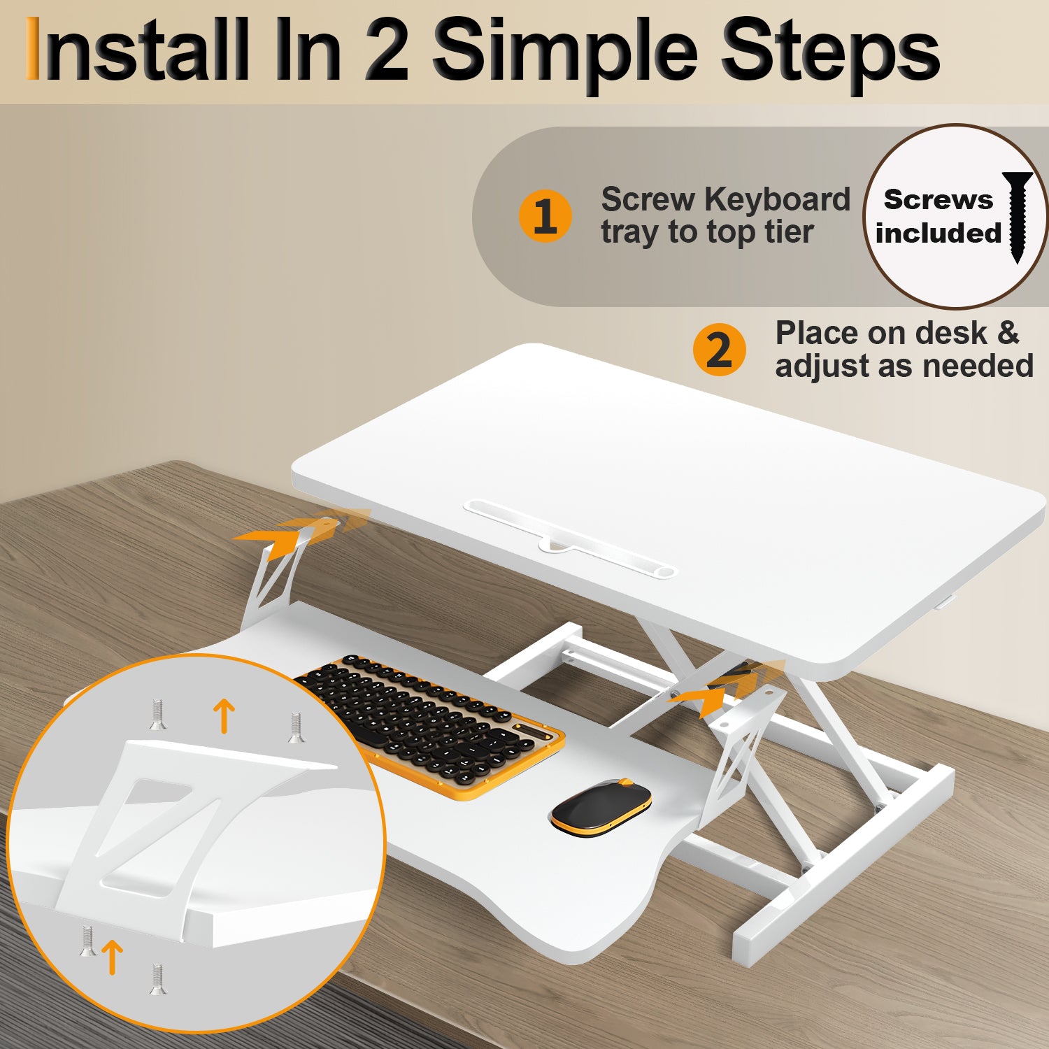Standing Desk Converter 32 inch Height Adjustable Sit to Stand Up Desk Tabletop Dual Monitor and Laptop Workstation - Vixiahome