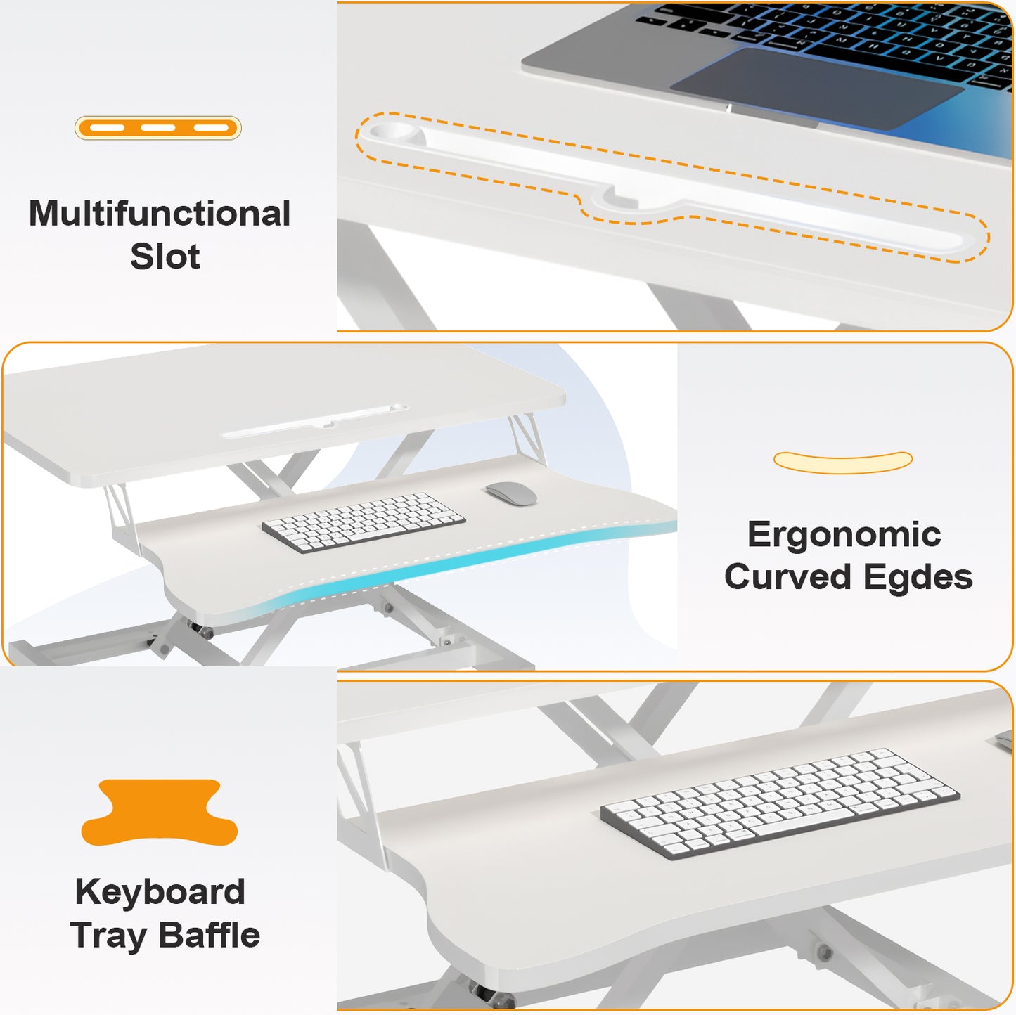 Standing Desk Converter 32 inch Height Adjustable Sit to Stand Up Desk Tabletop Dual Monitor and Laptop Workstation - Vixiahome