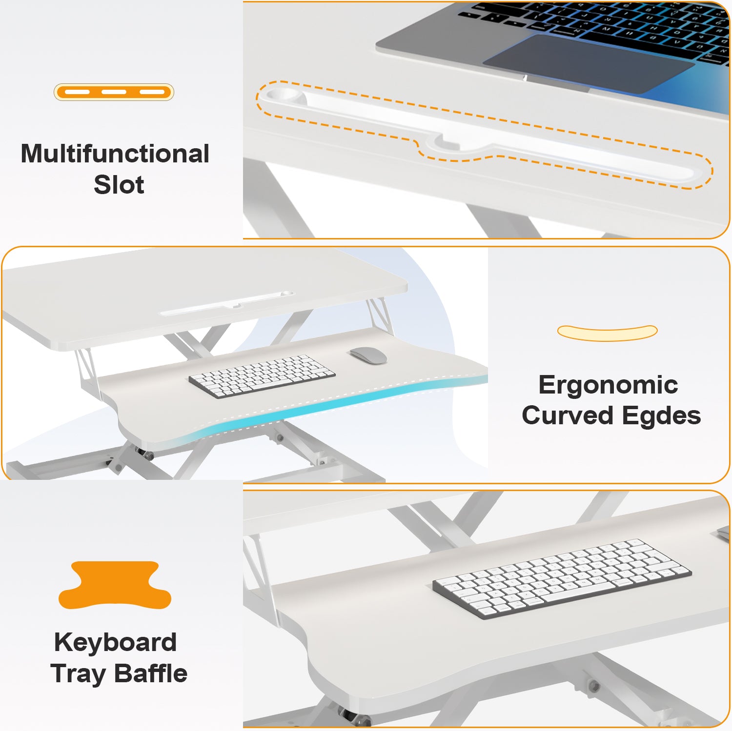 Standing Desk Converter 32 inch Height Adjustable Sit to Stand Up Desk Tabletop Dual Monitor and Laptop Workstation - Vixiahome