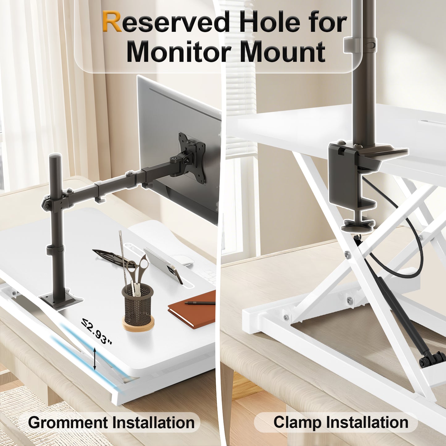 Standing Desk Converter 32 inch Height Adjustable Sit to Stand Up Desk Tabletop Dual Monitor and Laptop Workstation - Vixiahome