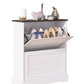 Shoes Cabinet Storage Organizer Flip Drawer Shoe Cabinet with Adjustable Shelves - 2-Tier Narrow Entryway Organizer, Anti-Tip Shoe Rack for Hallway/Living Room Engineer Wood (White) - Vixiahome