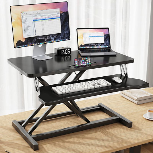 Standing Desk Converter 32 inch Height Adjustable Sit to Stand Up Desk Tabletop Dual Monitor and Laptop Workstation - Vixiahome