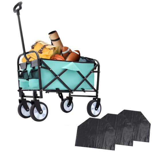 Minimeetall Multi-use Bag,Collapsible Foldable Wagon Cart Beach Wagon Heavy Duty Utility Cart Utility Wagon Grocery Cart for for Camping 3pcs plastic Liner bag /Cover , green - Vixiahome