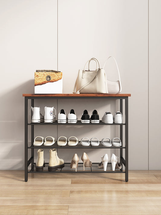 DN 4-Tier Metal Shoe Rack, Modern Multifunctional Shoe Storage Shelf with MDF Top Board,  1 pc per  carton